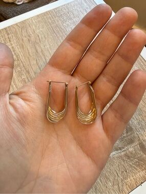 Vintage 14K Yellow Solid Gold U Hoop Earrings 4.46 grams